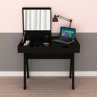 Imagem de Penteadeira com Espelho 1 Gaveta Pe2019 Preta - Tecno Mobili, Preto