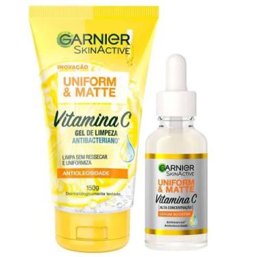 Imagem de Garnier Vitamina C Kit  Sérum Facial Efeito Matte 30ml + Gel de Limpez