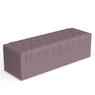 Imagem de Calçadeira Báu Casal Padrão Atena 140cm Capitonê Veludo Rosê - Desk De