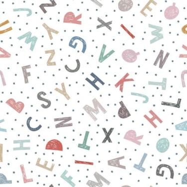 Imagem de Papel De Parede Adesivo Lavável sala Alfabeto ABC Colores 10m - Deliqu