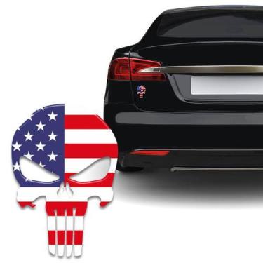 Imagem de Adesivo Resinado Caveira O Justiceiro Bandeira EUA Carro - SPORTINOX