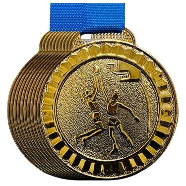 Imagem de Kit 10 Medalhas 4,5cm Basquete Basquetebol Premiação Torneio bronze