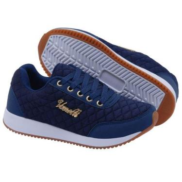 Imagem de Tenis Corrida Malhar Caminhada Resistente Barato - Vanelli, 37, Azul, 