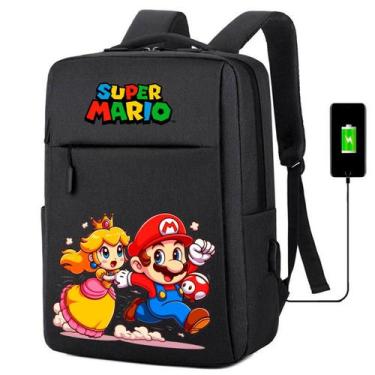 Imagem de Mochila USB Escolar Estampa Infantil Mario Bros Notebooks, Trabalho Es