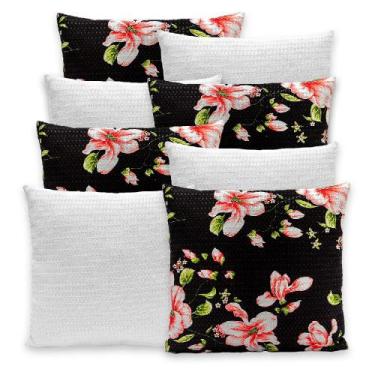 Imagem de Kit 8 Capas de Almofadas Lisa e Estampada Piquet Favinho 40x40 C/ Zípe