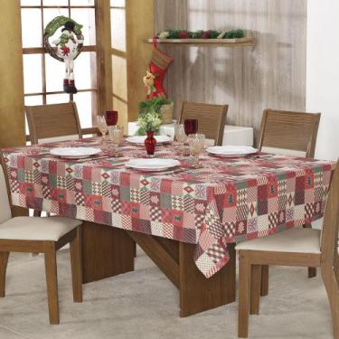 Imagem de Toalha Mesa Natal 8 Lugares 2,15x1,55 Papai Noel Natalina - MH Enxovai