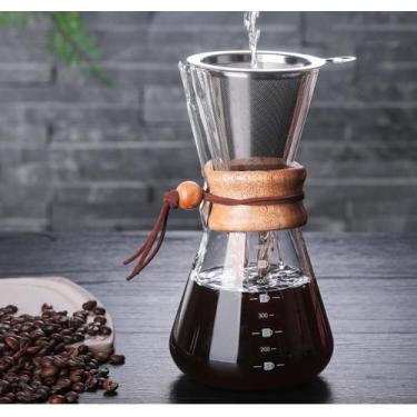 Imagem de Passador De Café Vidro E Coador Tipo Chemex Gola Wood 600ml - raleo