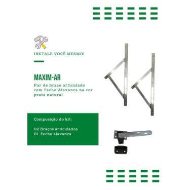 Imagem de Kit Dois Pares Janela Maxim Ar - Braço 40cm - Alumínio Natural - Embal