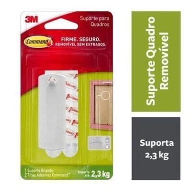 Imagem de Kit 3 Gancho Suporte Plastico Para Quadros Command 3m 2,3kg