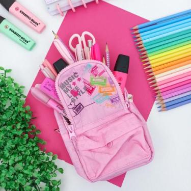 Imagem de Estojo Escolar Mini Mochila Colorido Estampado - Daterra  Mochilinha, 