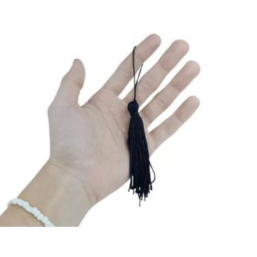 Imagem de Pingente de Seda Tassel Franja Preto 7cm (10 Un) - Redelease