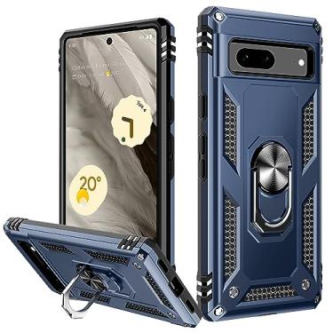 Imagem de IKAZZ Adequada para Google Pixel 7A, capa protetora resistente à prova de choque de grau militar para teste de queda de 4,9 m com suporte magnético para carro azul