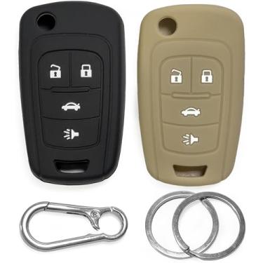 Imagem de Pacote com 2 capas de silicone macio ao toque para Chevrolet Aveo Cruze Sonic Trax Equinox/Buick Encore Lacrosse Regal 4 botões por clique e ajuste protetor de carro