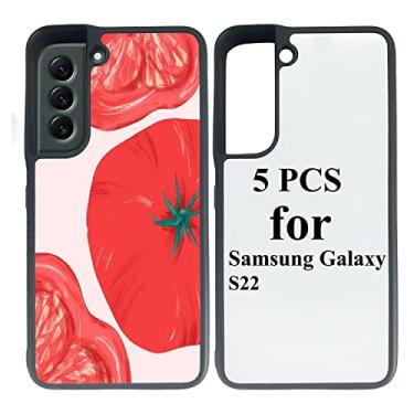 Imagem de JUSTRY 5 peças de capa de telefone em branco de sublimação compatível com Samsung Galaxy S22, 2 em 1 2D borracha macia TPU em branco DIY capa de telefone prensa térmica, acabamento brilhante fácil de