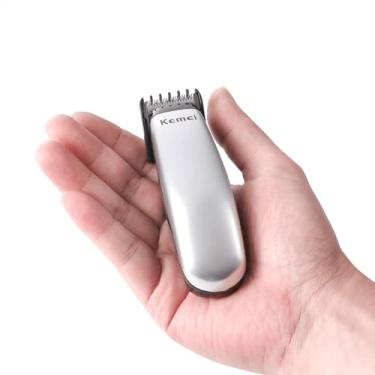 Imagem de KEMEI Mini aparador de cabelo compacto, cortador portátil sem fio para homens e mulheres, ferramenta de corte de cabelo e barbear de precisão prata, alimentado por bateria e adequado para viagens