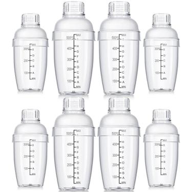 Imagem de Lallisa Conjunto de 8 coqueteleiras de plástico, misturador de bebidas com escamas, copo de coqueteleira transparente com medidas e coador, ferramenta de mistura de plástico para chá, café, barra de