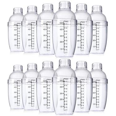 Imagem de Lallisa 12 peças de coqueteleira de plástico com escamas e coador, copo de coqueteleira transparente com medidas, ferramenta de mistura de barra de garrafa de plástico para chá, café, leite boba (550