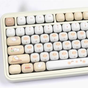 Imagem de Sumgsn PBT Cute Keycaps, conjunto de teclas de perfil MOG branco/bege, 139 teclas arredondadas personalizadas para teclado mecânico Mx Cherry 60 75 100 por cento (branco)