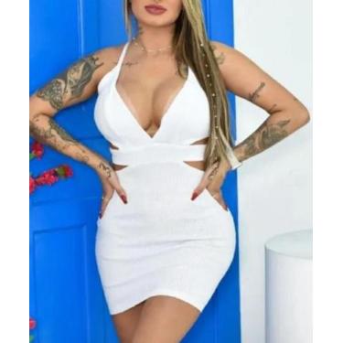 Imagem de Vestido feminino paetê alça fina vários recortes amarração em x nas co