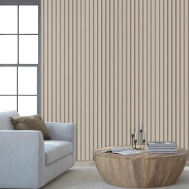 Imagem de Papel De Parede Efeito Ripas Bege Claro Adesivo Lavavel - LRP