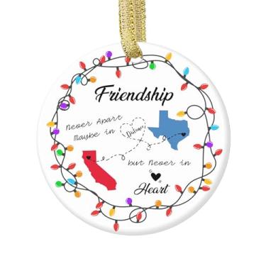 Imagem de Enfeite de amizade, Never Apart Maybe in Distance But Never in Heart Pingente redondo de acrílico I Wish We Lived Closer Christmas Tree Door Decoration Presentes de longa distância para melhores