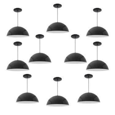 Imagem de Kit 10 Luminária Pendente Meia Lua 40cm Interior Branco Brilho Fiação 