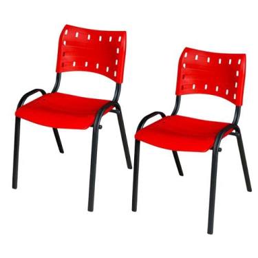 Imagem de Kit Duas Cadeiras Ergonômica Escritório Igreja Recepção Encosto Home O