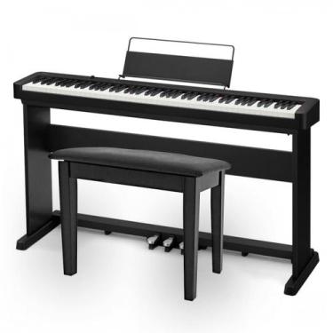 Imagem de Piano Digital Casio CDP-S160 Preto + Estante CS-470p + Banqueta + Peda