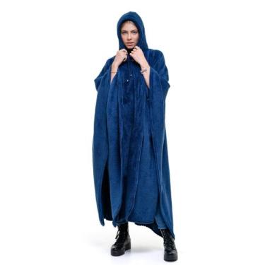 Imagem de Poncho Masculino Feminino Gaúcho Fleece Plush Quente Capuz - Gresco, A