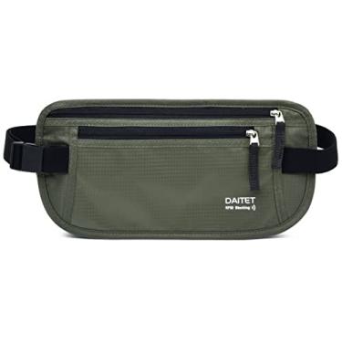 Imagem de DAITET Cinto de Dinheiro com Bloqueio RFID para Homens, Pochete Fina para Viagens, Corrida, Carteira de Cintura Oculta, Verde Oliva Escuro