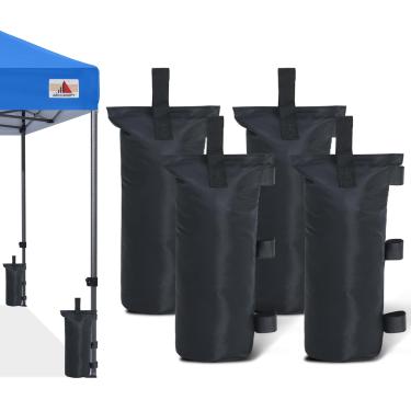 Imagem de ABCCANOPY Conjunto de sacos de areia de 1,8 a 54 kg para barraca pop-up, sacos de peso para gazebo ao ar livre, trampolim, pérgola, preto (sem areia)
