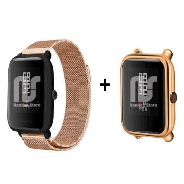 Imagem de Kit Pulseira Compatível com Amazfit Bip De Metal / Aço - Magnética + C