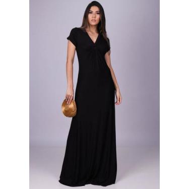 Imagem de Vestido Longo Malha com Manga Curta Preto - P - Veste do 38 ao 40 - Am