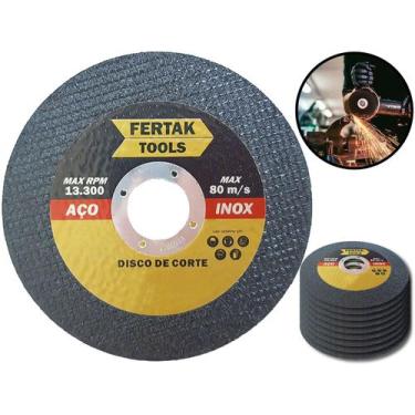 Imagem de Kit Discos De Corte Fino Inox Reforçado 115mm P/ Esmerilhadeira 10 Und