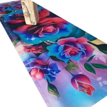 Imagem de Caminho Trilho de Mesa Flor Rosa - Colorful Tapetes