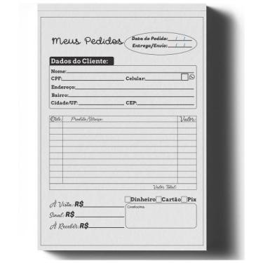 Imagem de Bloco de Pedido 10 x 14 cm - A6 - 1 Via - 04 Preto - 100 Folhas - Cane