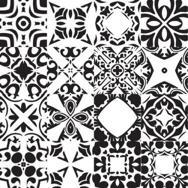 Imagem de Adesivo de Azulejo Preto e Branco Évora 15x15 cm 36un - Quartinhos