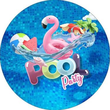 Imagem de Painel De Festa Redondo 1,50x1,50 - Pool Party Piscina Flamingo 007 - 