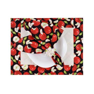 Imagem de Jogo Americano Dupla Face E Guardanapo De Boca Maçã - Recanto da Costu