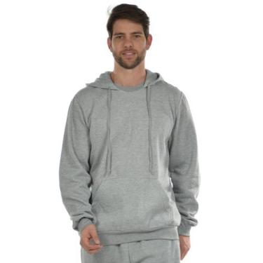Imagem de Blusão Jovem Moletom Flanelado Básico Masculino Fenomenal, Cinza mescl