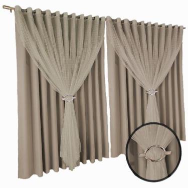 Imagem de cortina apartamento blackout Fiori sala 2,80 x 2,30 bege - Bravin Cort