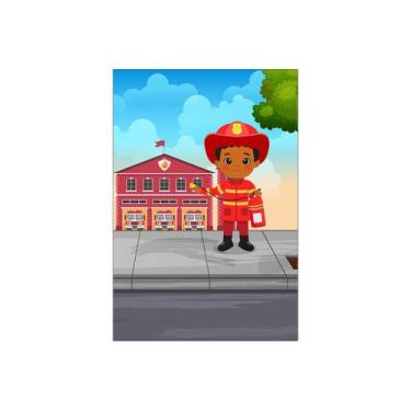 Imagem de Painel De Festa Vertical 1,50 x 2,20 - Bombeiro Cute Cidade 011 - Via 