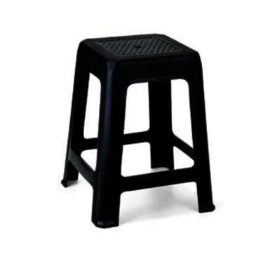 Imagem de Banco Plastico Adulto Banquinho Banqueta Resistente Multiuso Preto