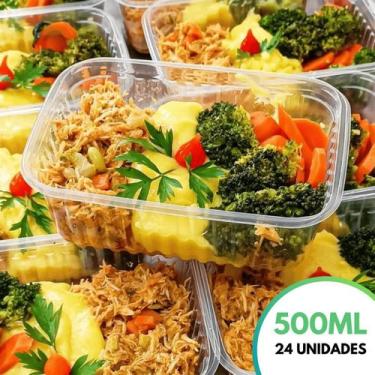 Imagem de Kit 24 Unid. Pote Plastico Descartável Com 500 ML Para Microondas Free