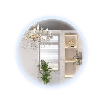 Imagem de Espelho Redondo 60cm Led Decorativo Frio Iluminado Salao Branco - DUBR