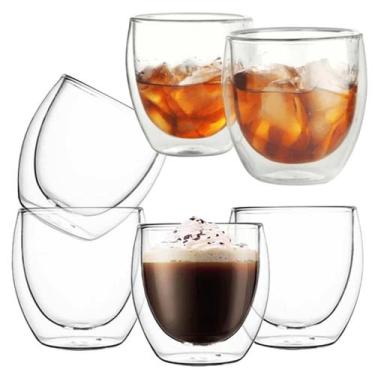 Imagem de Xícara de Café Vidro Duplo 250ml Expresso Capuccino Chá 6 Peças - Maje