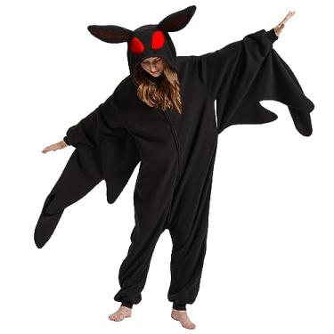 Imagem de WAWRTOU Fantasia de Mothman Halloween Macacão Adulto Cosplay Animal Pijama de Uma Peça Pijama de Natal para Mulheres Homens