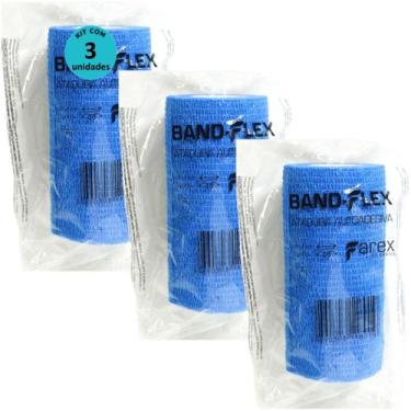 Imagem de Atadura 10cm Azul Band-FlexAutoadesiva Para Animais Farex Kit Com 3
