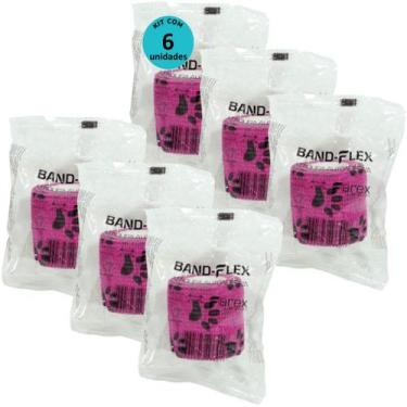Imagem de Atadura 5cm Rosa Com PatinhasBand-FlexAutoadesiva Para Animais Farex K