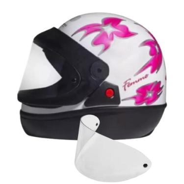 Imagem de Capacete Feminino San Marino Taurus Automático Branco Mais Viseira Ext